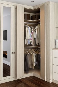 30 Amazing Corner Wardrobe Ideas | Engineering Discoveries Small Bedroom Wardrobe, Wardrobes Ideas, Closet Small Bedroom, Bedroom Closet Doors