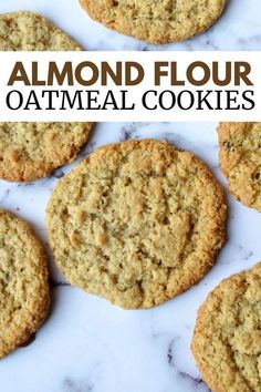 almond floured oatmeal cookies with text overlay