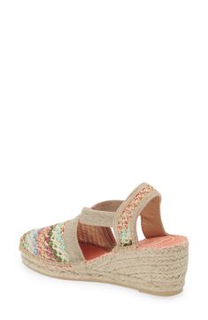 Enchant your stride with this dreamy espadrille-inspired wedge topped with an intricate weave of rainbow threads and grounded on a rubber traction sole. 2 1/4" heel; 3/4" platform Textile upper and lining/rubber sole Made in Spain Multicolor Closed Toe Espadrilles, Multicolor Espadrille Sandals With Round Toe, Casual Multicolor Espadrilles With Woven Sole, Multicolor Closed Toe Espadrilles For Beach, Multicolor Wedge Sandals With Cushioned Footbed And Round Toe, Multicolor Round Toe Espadrilles For Beach, Multicolor Espadrille Sandals For Vacation, Multicolor Espadrille Sandals For Beach, Multicolor Espadrilles With Woven Sole For Vacation