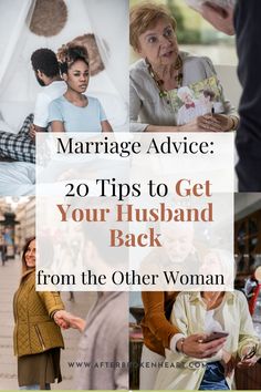 the words marriage advice 20 tips to get your husband back from the other woman on their phone