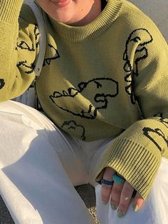 ⚡Buy 2023 Dinosaur Crew Knit Sweater Green L under $34.00 in Sweaters at AnotherChill.com Online. Style: Casual, Street. Color: Green. Fabric Content: Polyester Blend. Fit Type: Loose fit. Neckline: Crew Neck. Sleeve Length: Long Sleeve. ✓2023 S/S OUTFITS. Check reviews and buy Dinosaur Crew Knit Sweater today. Dinosaur Sweater, Oversized Sweater Women, Oversize Pullover, Oversize Sweater, Pull Oversize, Pullover Mode, Y2k Sweater, Winter Pullover, Women Sweaters