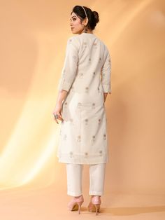 Cream Khadi Cotton Pant Suit with Wevon Designer Processing Time : 7 Business Days Work : Wevon Designer Fabric:Top : Khadi Cotton Bottom : Khadi Cotton Dupatta : NA Color:Top : Cream Bottom : Cream Dupatta : NA Salwar Kameez Mens, Patiyala Dress, Dress Saree, Lehenga Suit, Short Kurti, Punjabi Salwar Suits, Cotton Dupatta, Designer Kurti, Smart Dress