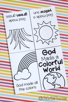 printable bookmarks for god made a colorful world with rainbows, clouds and sun