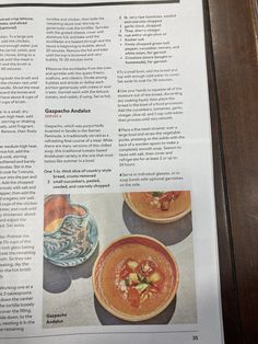 an article in a magazine about soups and stews