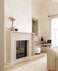 an instagram photo of a living room with a fireplace