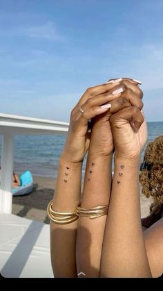 Matching Tats With Sister, Matching Tattoos On Hand, Matching Tattoos Sisters And Mom, Meaningful Friend Tattoos, Henna Matching Best Friends, Matching 4 Tattoos, Tattoo Idea Matching, Small Matching Tattoos For Cousins Simple, Matching Tattoos Black Women