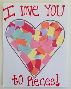 i love you to pieces made with colored post it notes