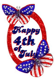 the fourth of july with butterflies and stars on it's red white and blue background