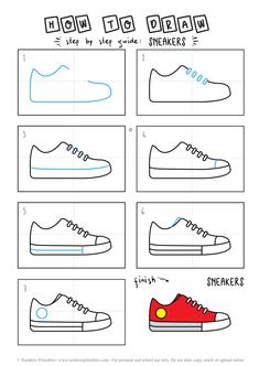 how to draw shoes step by step instructions for children and adults with pictures on them