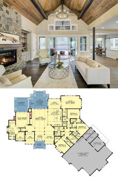 the floor plan for this modern home is very large and has lots of space to put in