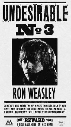 the poster for ron weasley's upcoming show, undesirable no 3