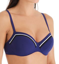 Clean-lined, elegant swim top feautures simple styling and memory foam padding in cups for an even more comfortable cushioned feel. Made of nylon, polyester and elastane. Contour underwire cup has light padding to give you a rounded shape and smooth coverage. Demi cups have memory foam padding. Bra-sized to give you the perfect fit! Sweetheart neckline features bold contrast color accents. Overlay has two diagonal darts on each cup. Center - arched center panel. Bandless front for less bulk. Sid Padded Blue Swimwear For Pool, Blue Padded Swimwear For Swimming, Padded Blue Swimwear, Padded Full Coverage Swimwear For Pool, Full Coverage Padded Swimwear For Pool, Push-up Swimwear With Padded Cups For Pool, Push-up Padded Swimwear For Pool, Sporty Swimwear With Padded Cups For The Pool, Sporty Padded Swimwear For Pool