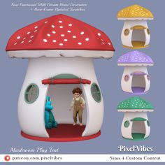 the mushroom house is designed for children to play outside