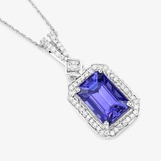 14K White Gold Tanzanite Pendant, Genuine Tanzanite and Diamond Gold Pendant Necklace, Statement Pendant, Tanzanite Bridal Pendant Bright, beautiful colors make this statement pendant into a one-of-a-kind statement piece you'll love. Our 2.56 ct. t.w. octagon genuine tanzanite pendant necklace is set in polished fine finish 14k white gold for a divine look at a smart price. 14k gold tanzanite and diamond pendants are a gorgeous and elegant way to adorn your neck and enhance your outfit. These pe Luxury White Gold Tanzanite Jewelry, Tanzanite Gemstone Necklace For Wedding, Wedding Tanzanite Pendant Necklace, Tanzanite Pendant Necklace For Anniversary, Anniversary Tanzanite Pendant Necklace, Diamond Gold Pendant, Bridal Pendant, Tanzanite Pendant, Tanzanite Jewelry