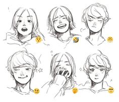 some sketches of people with different facial expressions