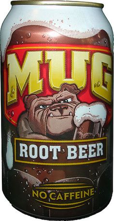 a beer can phone case with the word muc root beer on it's side