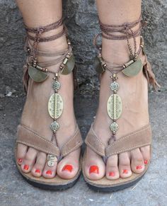 This listing is for a pair of suede camel thong leather sandals. Play around with your summer style with these beautiful and very comfortable and light leather sandals. Featuring a leather fringe on the back and two leather straps to tie the sandals around your ankle. These sandals will make a perfect combination with the barefoot sandals sold in my shop :) https://www.etsy.com/listing/239108533/brown-ethnic-barefoot-sandals-antique?ref=listing-shop-header-3 If you are unsure of your size please Camel Sandals, Water Shoes For Men, Giuseppe Zanotti Heels, Brooks Running Shoes, Fringe Sandals, Low Heel Sandals, Beach Casual, Fashion Heels, Sandals For Sale