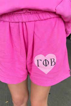 Ultra Pink Heart Matching Set Lightweight Shorts University Tees, Delta Zeta, Merch Ideas, Lightweight Shorts, French Terry Fabric, Heart Shirt, Terry Fabric, Shorts Men, Sweat Shorts