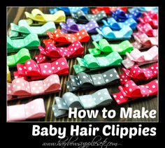 baby hair clips with polka dots and bows on them are the perfect way to make babies'hair clippies