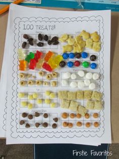 a paper with some candy and candies on it, next to a printable puzzle