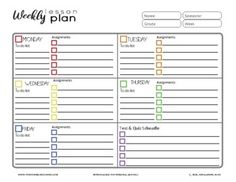 a printable weekly planner with the words weekly plan written in black and green on it