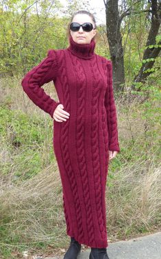 Fitted Long Sleeve Chunky Knit Dress, Hand Knitted Long Sleeve Sweater Dress For Fall, Long Chunky Knit Sweater Dress, Hand-knitted Long Sleeve Dress For Fall, Hand Knitted Long Sleeve Dress For Fall, Long Chunky Knit Winter Dress, Winter Long Chunky Knit Dress, Cozy Long Knitted Dress, Cozy Long Fitted Dress