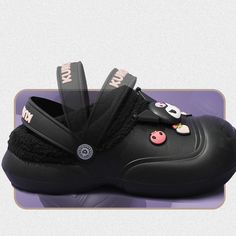 This price is for a pair of shoes only, others are not included.   	 		 			Size 			36-37 			38-39 		 		 			Foot Length 			21-23 			23-25 		 		 			Heel 			4 			4 Black Synthetic Clogs For Winter, Black Synthetic Flat Clogs, Black Flat Synthetic Clogs, Flat Black Synthetic Clogs, Kuromi Slippers, Black Non-slip Flat Clogs, Black Non-slip Synthetic Platform Slippers, Platform Clogs, Clogs