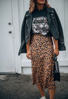 Trendy Spring Outfits, Outfit Chic, Leopard Print Skirt, Trendy Fall Outfits, Outfit Trends, Mode Inspo, Soft Grunge