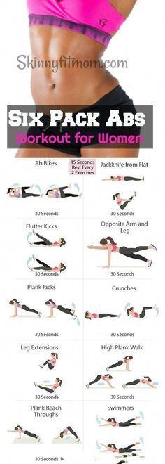 the six pack abs workout for women is shown in this graphic style, and includes exercises to