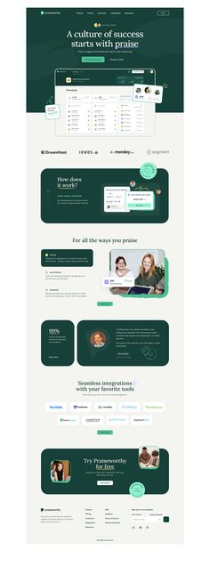 the landing page for a website with green and white colors