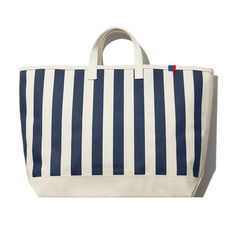 The All Over Striped Tote - Canvas/Navy Weekend Canvas Tote Bag With Reinforced Handles, Travel Beach Bag Tote With Rolled Handles, Travel Tote Beach Bag With Rolled Handles, Travel Beach Tote With Rolled Handles, Weekend Canvas Bag With Reinforced Handles, Summer On-the-go Tote Beach Bag, Gucci Westman, Cashmere Accessories, Sun With Sunglasses