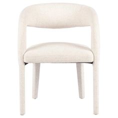 an upholstered white chair on a white background with no one in it's seat