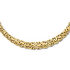 This magnificent women's necklace features a sophisticated graduated byzantine chain. Fashioned of 14K yellow gold, the 17.25-inch necklace secures in place with a lobster clasp. Byzantine Chain, Women's Necklace, Lobster Clasp, Womens Necklaces, Chain Necklace, White Gold, Yellow Gold, Chain, Health