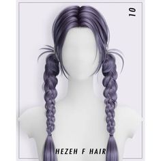 an image of a wig with long purple hair