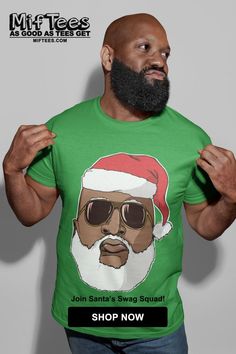 Our Black Santa T-Shirt showcases Saint Nick like you've never seen him before - with lots of swag Hip Hop Christmas, Black Santa Claus, Santa Tee, Cool Shades, Saint Nick, Basketball Tees, Patriotic Tees, Coffee Tees, Black Santa