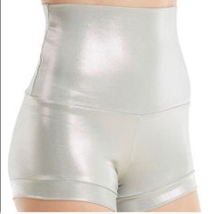 Balera High Wasted Metallic Shorts New With Tags, Never Been Out Of The Original Shipping Bag Hip-length Shorts For Summer Parties, Fitted High Rise Shorts For Party, Summer Fitted Metallic Bottoms, Fitted Metallic Shorts For Summer, Fitted Metallic Short Bottoms, Micro-elastic High-waist Athletic Shorts, Metallic High-waisted Shorts For Party, Micro-elastic High-waisted Shorts For Sports, Fitted Metallic Shorts