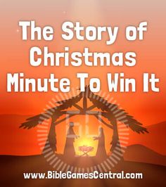 the story of christmas minute to win it with an image of two people in a manger