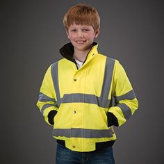 Hi-vis kids bomber jacket (HVP211CH) | YK051 | Casual Apparel Halloween Discount, Polo Vest, Body Warmer, Jumper Shirt, Waterproof Jacket, Diamond Quilt, Kids Sports, Knit Cuff, Kids Tops