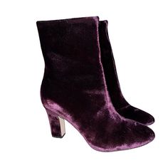 Womens Lauren Ralph Lauren Bridgett Velvet Ankle Boots Sz: 5 Color: Box Says Red Velvet (Honestly, Its Plum/Purple) Material: Velvet Used Once Lush Velvet And A Sleek Silhouette Merge In These Chic Bridget Booties By Lauren Ralph Lauren For A Look That Dresses Up Or Down With Fashion-Forward Savvy. Details: Almond-Toe Dress Booties Zipper Closure At Inner Ankle; Lrl Debossed Metal Plaque Detail 3" Sculpted Heel Velvet Fabric Upper; Leather Sole Velvet Ankle Boots, Dress Booties, Ralph Lauren Shoes, Plum Purple, Metal Plaque, Color Box, Velvet Fabric, Lauren Ralph Lauren, Red Velvet