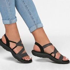 Odessa - Orthopedische elegante sandalen Casual Wedges, Open Toe Slippers, Closed Toe Sandals, Wedges Sandals, Pu Heels, Comfortable Flats, Elastic Fabric