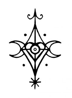 a black and white drawing of a compass with three circles on it's center