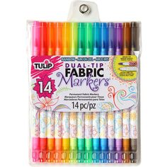 12 pack of multicolored markers with clippings in the front and on the back