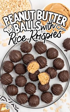 peanut butter balls with rice krispies on a plate