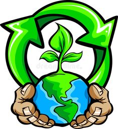 two hands holding a green earth and arrows