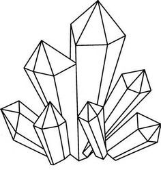 black and white drawing of crystals