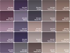 several shades of purple and brown are shown in the same color scheme, each with different names