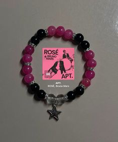 #roseblackpink #apt #blackink #roseanne #roses_are_rosie #rose #brunomars #kpop Aesthetic Bead Bracelets Kpop, Kpop Bracelet, Diy Iphone Case, Rose Bracelet, Book Art Diy, Homemade Jewelry, Pretty Bracelets, Bruno Mars, Magnetic Bracelet