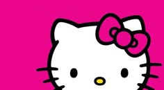 the hello kitty wallpaper is pink and has an image of a bow on it