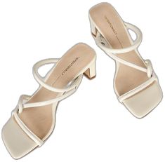 WILLOW HEELED SANDAL Cream - Intentionally Blank Summer Double Strap Sandals With Branded Heel, Summer Double Strap Heels With Sculpted Heel, Summer Sandals With Padded Heel And Double Strap, Summer Sandals With Double Strap And Padded Heel, Summer Double Strap Sandals With Padded Heel, White Double Strap Heels, Intentionally Blank, White Willow, June Birthstone Jewelry