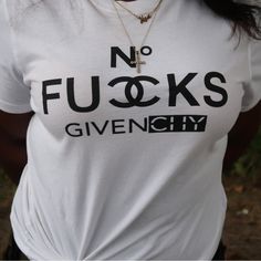 Unisex Size White Tee With No Fuccks Givenchy Graphic In Black Sassy Tee, Velvet T Shirt, Simple Chic, Pregnancy Shirts, Black Women Fashion, Cute Simple Outfits, Night Shirt, Classic Man, White Tee